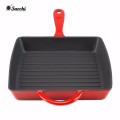 Esmaltado cuadrado Grill Pan Griddle Cayenne rojo 10 pulgadas